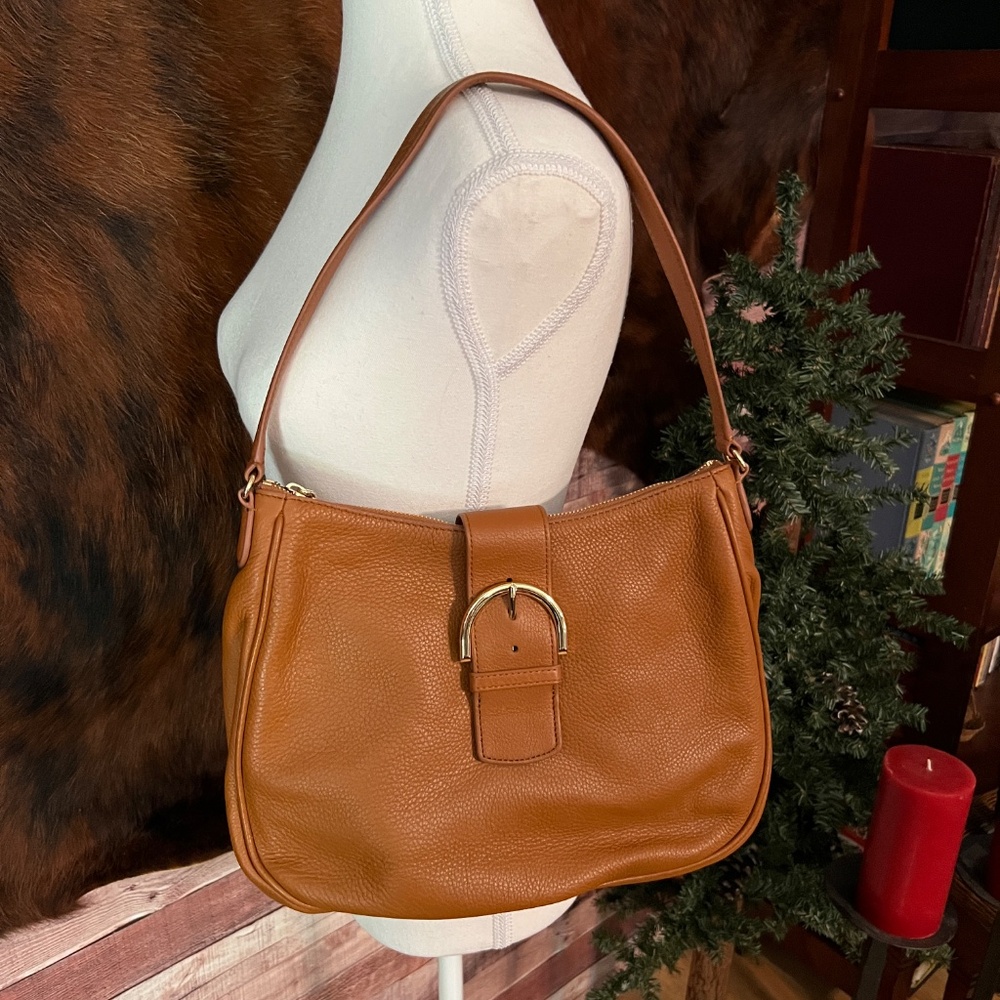 Talbots Brown Pebbled Leather Saddle Bag